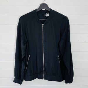 H&M Black Silky Bomber Jacket sz 8